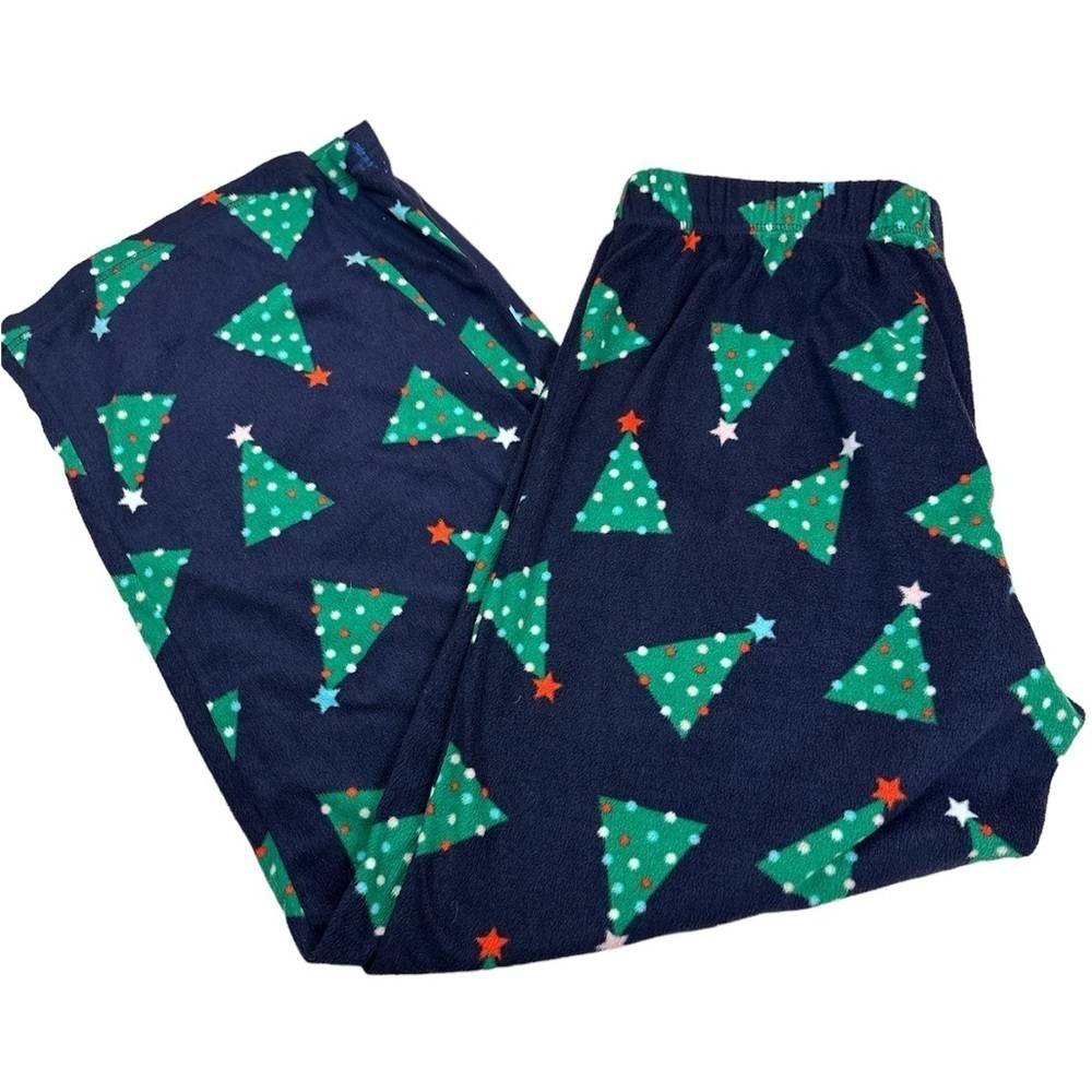 Sleep Chic Navy Christmas Trees Soft Flannel Straight Leg PJ Pants Loungewear L